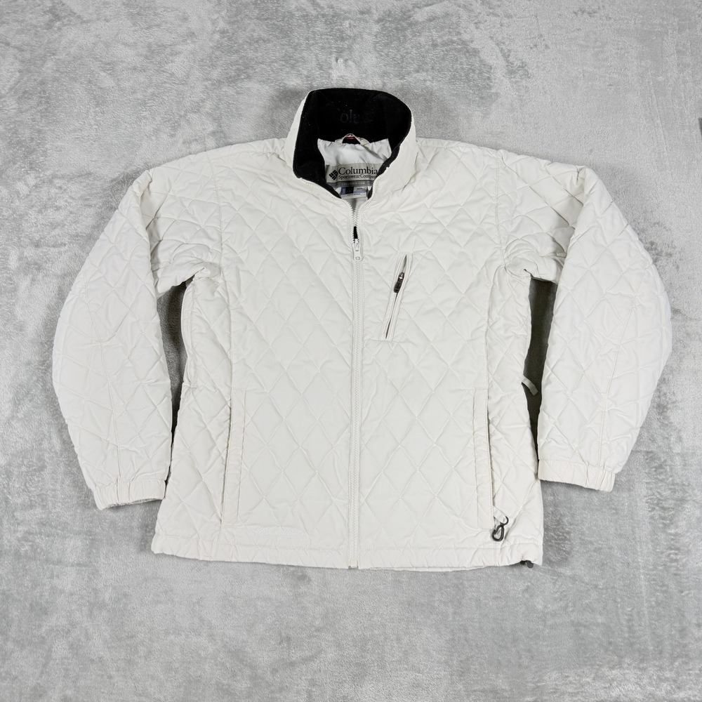 Columbia Womens Medium Quilted Vertex Jacket Cream Off White Full Zip SL6052
